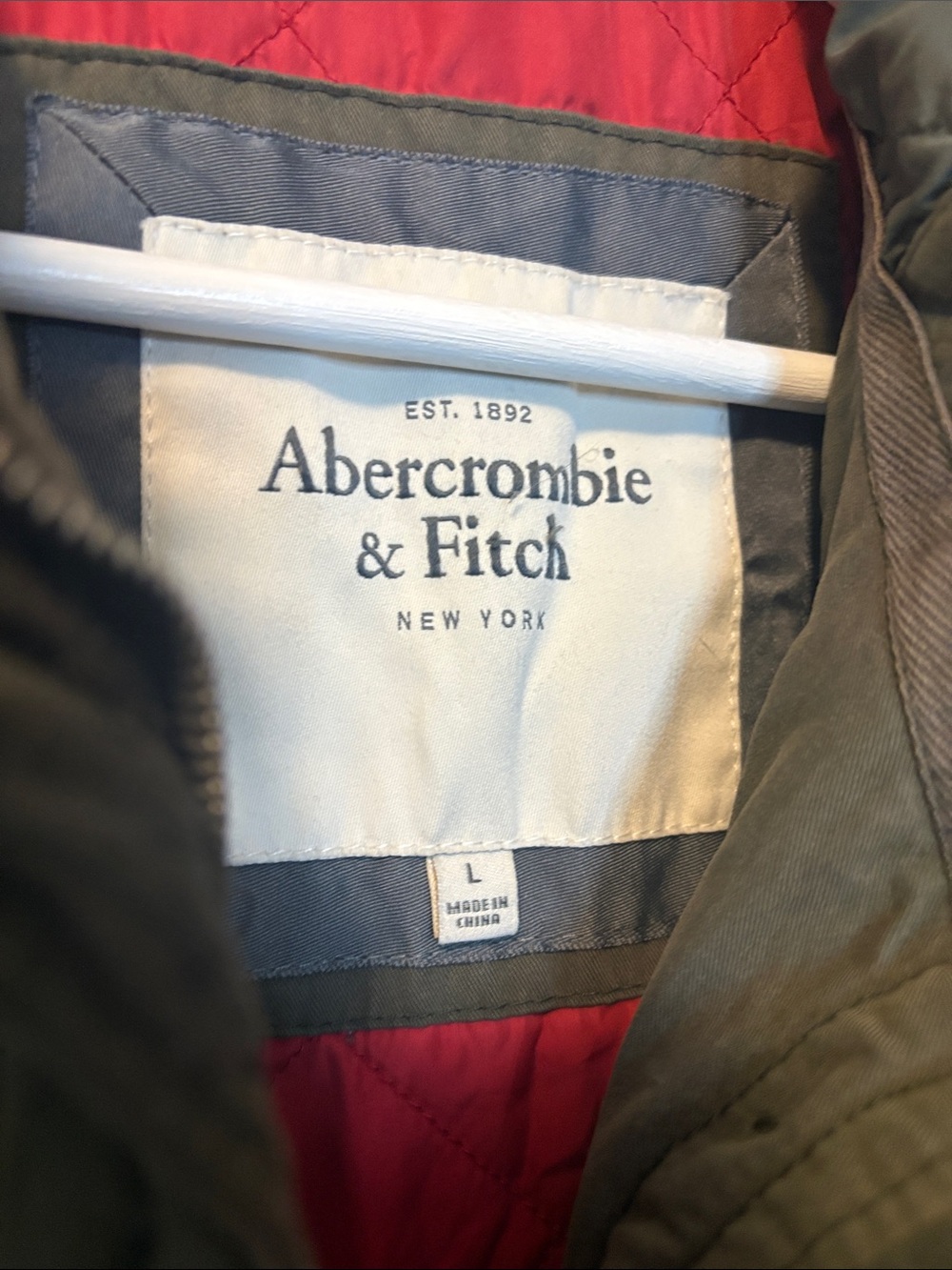 Abercrombie & Fitch Heavy Green Cotton Anorak Coat Faux Fur Hood Trim Large - Picture 3 of 6